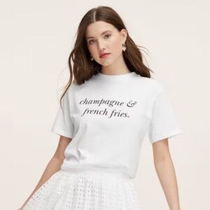 Kate Spade Target Women's Champagne & French
Fries Short Sleeve Graphic T-Shirt